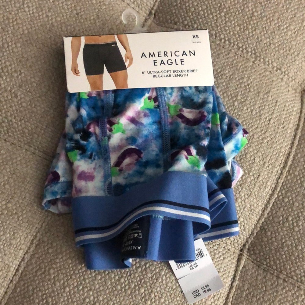 American Eagle Blue Patterned Boxer Briefs
